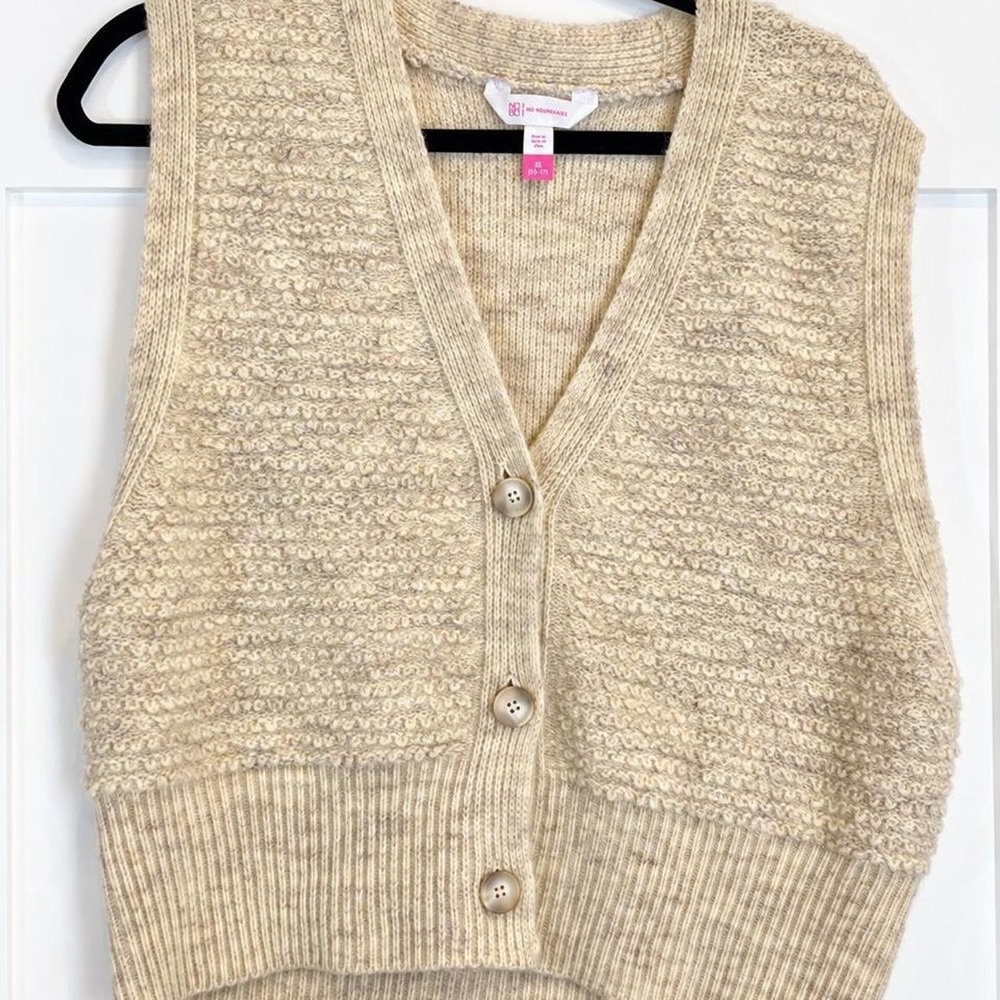 No Boundaries Oatmeal Textured Knit Sweater Vest – XL